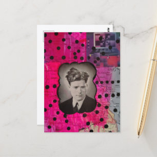 Lustiger Mann mit schlechter Frisur Collage Postkarte