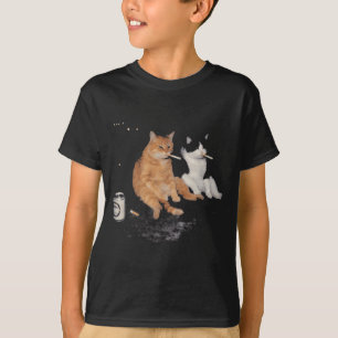 Lustiger Männer 2 rauchende Katzen trinken Bier ra T-Shirt