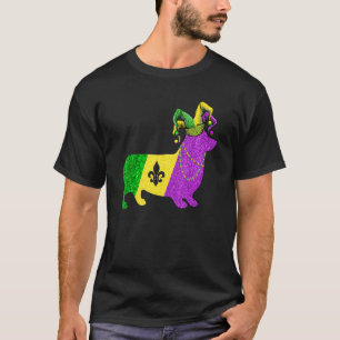 Lustiger Mardi Gras Corgi Hund Mardi Gras Hut Perl T-Shirt