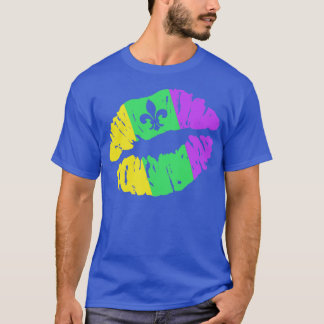 Lustiger Mardi Gras Kussmund mit Fleur de Lis T-Shirt