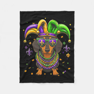 Lustiger Mardi-Gras-Perlen-Dachshund-Hundefestival Fleecedecke