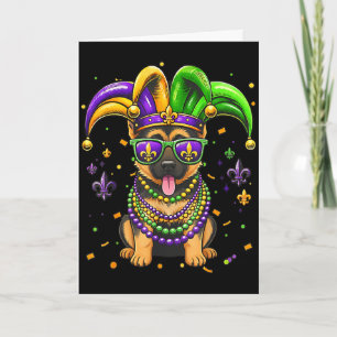 Lustiger Mardi Gras-Perlen-Deutscher-Schaferhund-H Karte