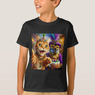 Lustiger Mardi Gras Selfie Katze Alligator Krokodi T-Shirt