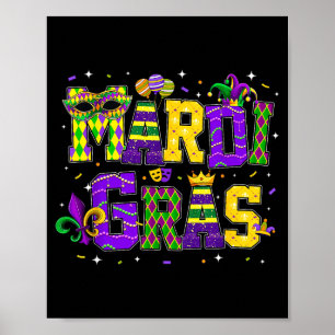 Lustiger Mardi Gras Umzug Outfit Narrenhut Männer  Poster