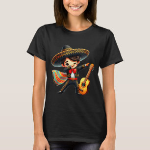 Lustiger Mariachi-Sombrero-Cinco-De-Mayo-Gitarren- T-Shirt