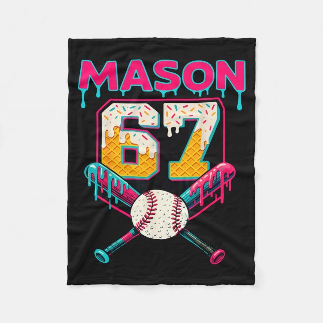 Lustiger Mason 67 Six Seven Srt Meme Eiscreme Trop Fleecedecke (Vorderseite)