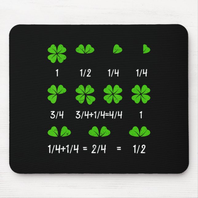 Lustiger Mathe-Bruch Vier-Blatt-Klee-Lehrer St. Pa Mousepad (Vorne)
