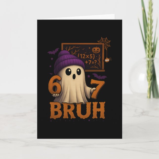 Lustiger Mathe-Geist 67 Bruh Halloween-Meme-Lehrer Karte (Vorderseite)