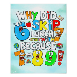 Lustiger Mathe-Witz-Zahlen-Aufkleber für Kinder Poster