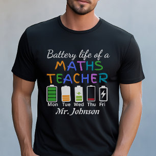 Lustiger Mathelehrer-Batterielebensdauer Benutzerd T-Shirt