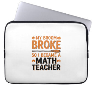 Lustiger Mathelehrer Halloween Besen kaputt Design Laptopschutzhülle