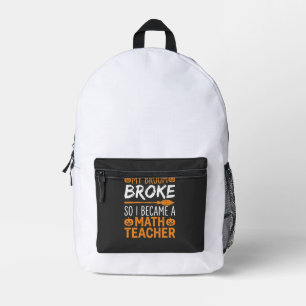 Lustiger Mathematik-Lehrer Halloween Besen Bedruckter Rucksack