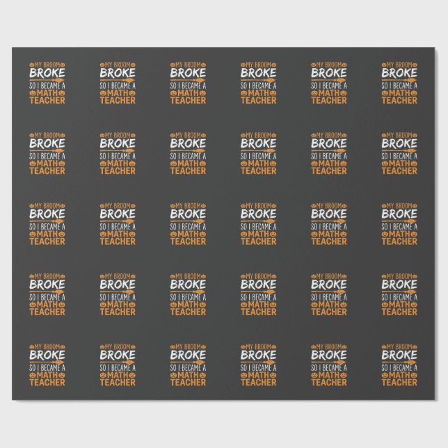 Lustiger Mathematik-Lehrer Halloween Besen Geschenkpapier (Flach)
