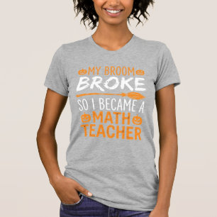 Lustiger Mathematik-Lehrer Halloween Besen T-Shirt