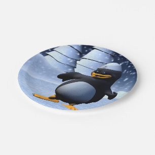 Lustiger Matrosen-Pinguin Tanzend Pappteller