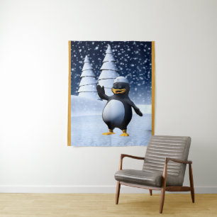 Lustiger Matrosen-Pinguin Wandteppich