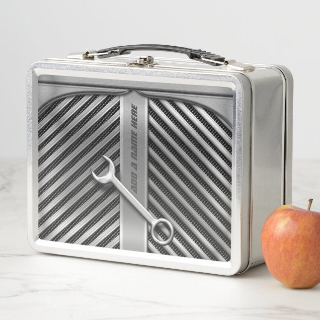 Lustiger Mechaniker-Fahrzeug-Grill und Schlüssel Metall Lunch Box (Beispiel)