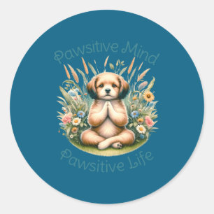 Lustiger Meditationshund Inspirierendes Positives Runder Aufkleber