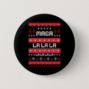 Lustiger Mega-la-la-la Donald Trump Weihnachtspull Button