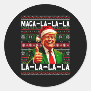 Lustiger Mega-la-la-la Trump Weihnachtsmann Hut hä Runder Aufkleber