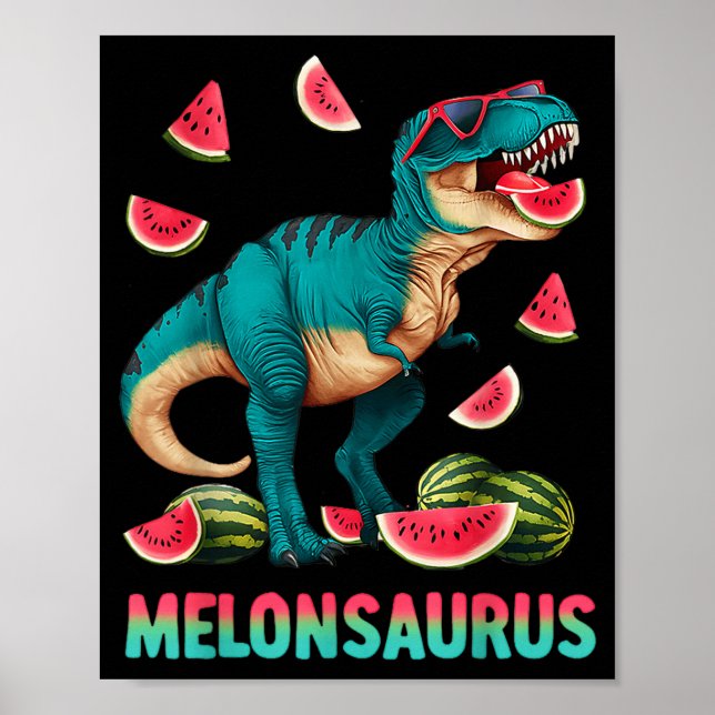 Lustiger Melonsaurus Wassermelone Dinosaurier T Re Poster (Vorne)