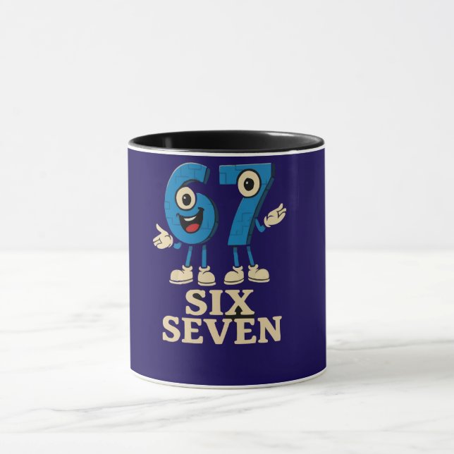 lustiger Meme 6 7 Tasse (Zentrum)