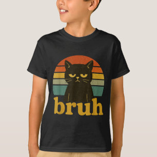 Lustiger Meme-Spruch Bruh Retro-Katze T-Shirt