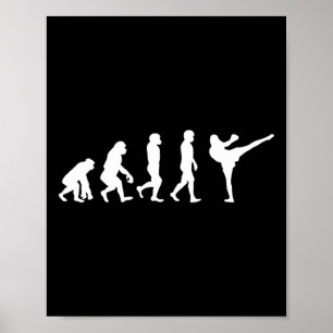 Lustiger Mensch Affe Gorilla Evolution Karate Boxe Poster