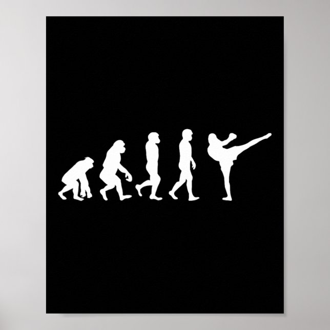 Lustiger Mensch Affe Gorilla Evolution Karate Boxe Poster (Vorne)