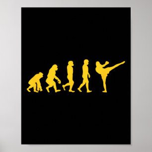 Lustiger Mensch Affe Gorilla Evolution Karate Boxe Poster