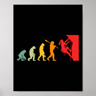 Lustiger menschlicher Kletter-Evolutions-Witz Retr Poster