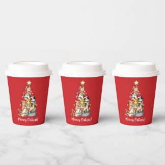Lustiger Meowy Catmas Katzen Weihnachtsbaum Custom Pappbecher