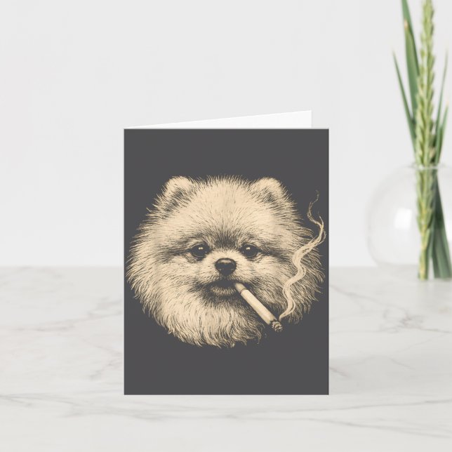 Lustiger Meranian-Meme-Hund raucht Zigarette  Karte (Vorderseite)