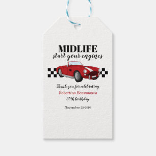 Lustiger Midlife-Vintage-Roter-Auto-50.-Geburtstag Geschenkanhänger