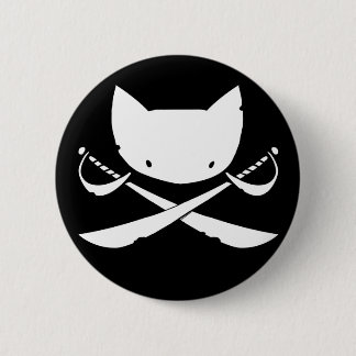 Lustiger Miezekatze-Piraten-Knopf Button