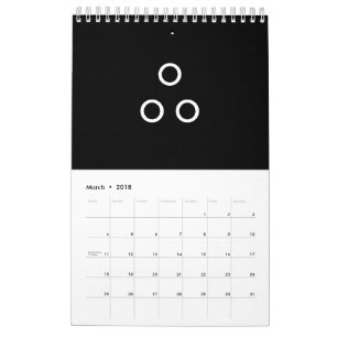 Lustiger Minimalismus kreist Schwarzweiss ein Kalender