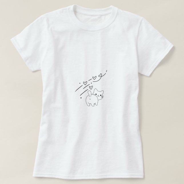 Lustiger Minimalist Katze T-Shirt (Design vorne)