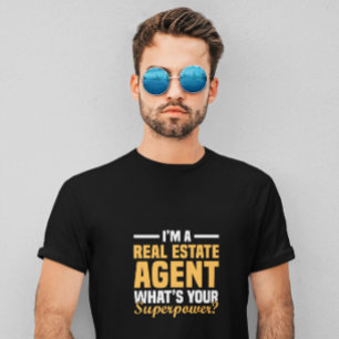 Lustiger minimalistischer Immobilienmakler-Superhe T-Shirt