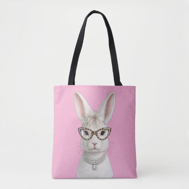 Lustiger Modehase mit Leopardenbrille (Vorderseite)