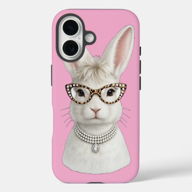 Lustiger Modehase mit Leopardenbrille Case-Mate iPhone Hülle (Rückseite)