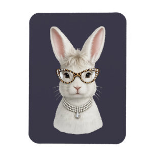 Lustiger Modehase mit Leopardenbrille Magnet