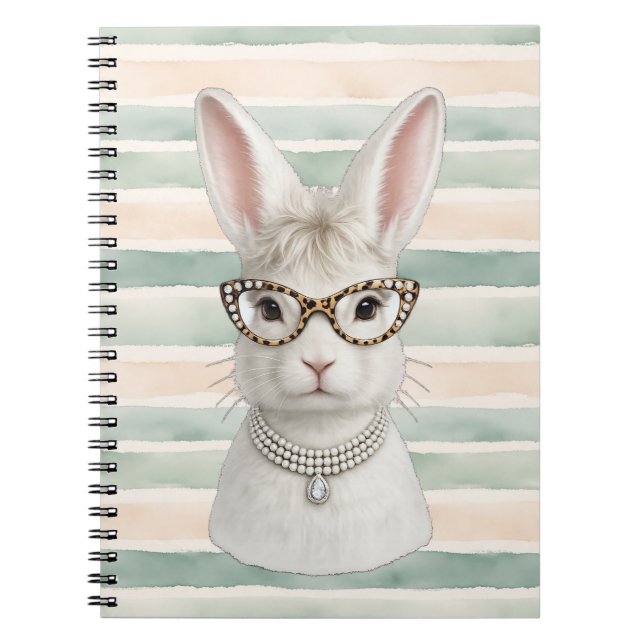 Lustiger Modehase mit Leopardenbrille Notizblock (Vorderseite)