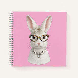 Lustiger Modehase mit Leopardenbrille Notizbuch