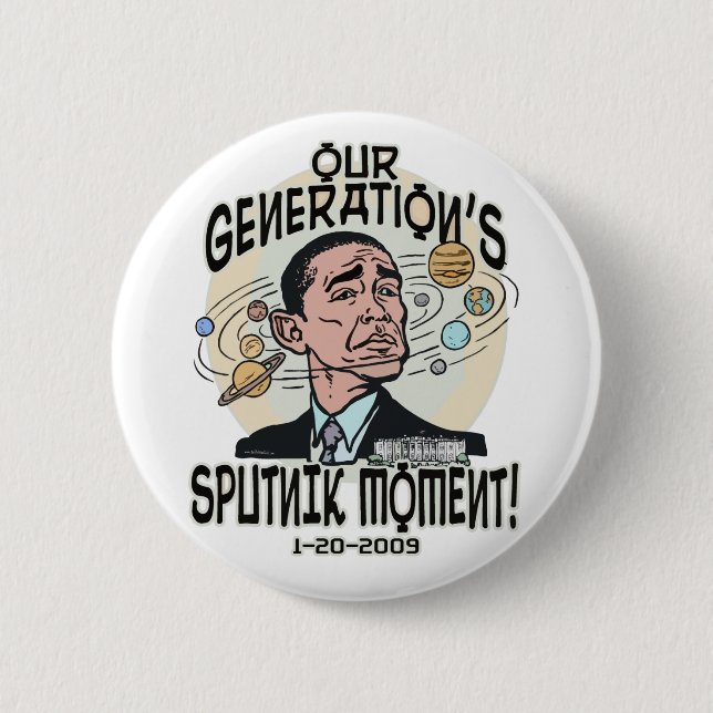 Lustiger Moment Obama Sputnik Button (Vorderseite)