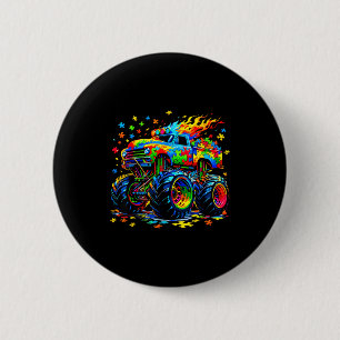 Lustiger Monstertruck Autismus-Bewusstseins-Puzzle Button