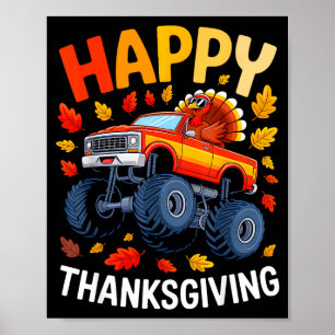 Lustiger Monstertruck Truthahn Frohes Erntedankfes Poster