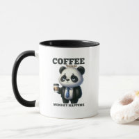 Lustiger Montag Kaffee Panda Bär Wort Kunst