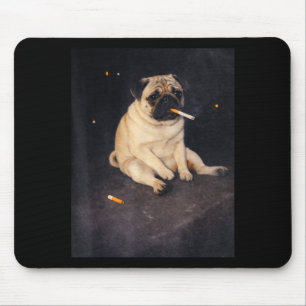Lustiger Mops, der Meme-Zigarette raucht, Hund Mem Mousepad