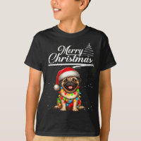 Lustiger Mops-Hund Weihnachtslichter Weihnachtsman