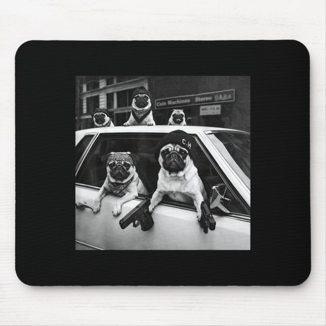 Lustiger Mops-Meme Mops-Gangster-Hund Straßenstil  Mousepad (Vorne)